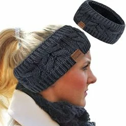 Best Pirce 🎁 Loritta 👩 Womens Ear Warmers Headbands Winter Warm Fuzzy Cable Knit Head Wrap Fleece Lined Gifts Pure Color- Beige(1 Pack) 🌟 -Men Skullies & Beanies Sales 51Kl3ePwKZL. AC