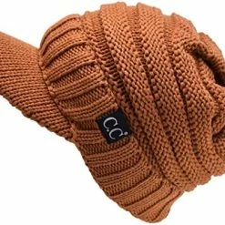 Promo 🔔 C.C Trendy Warm Oversized Chunky Soft Oversized Ribbed Slouchy Knit Hat With Visor Brim 🍬 Candy Pink ❤️ -Men Skullies & Beanies Sales 51KtMDCGelL. AC