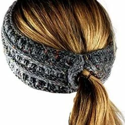 Flash Sale 😍 C.C Cable Knit Fuzzy Lined Ear Warmer Ponytail Pony Headband 🍬 Candy Pink ❤️ -Men Skullies & Beanies Sales 51LRTAv4gDL. AC
