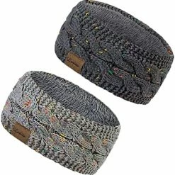 Promo ⭐ Loritta 2 Pack Headbands For 👩 Women Ear Warmers Cable Knit Warm Thick Fuzzy Lined Ear Muffs For Winter Gifts Z Stipple(wine Red+black) 👍 -Men Skullies & Beanies Sales 51LmvTT4LVL. AC