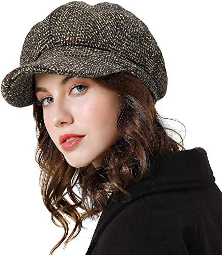 Budget ๐ Womens Newsboy Cap Wool Visor Cabbie Fiddler Winter Spring Octagonal Paperboy Hat ๐ง Girls Gift Coffee Plaid ๐ 7 Budget ๐ Womens Newsboy Cap Wool Visor Cabbie Fiddler Winter Spring Octagonal Paperboy Hat ๐ง Girls Gift Coffee Plaid ๐ - Image 5