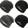 New 🎁 Durio 👩 Womens Knit Beanie Winter Thick Solid Fleece Lined Beanie Hats For 👩 Women Men Unisex Warm Skiing Beanies H Black & Deep Grey & Black Grey Mixed ✨ -Men Skullies & Beanies Sales 51MRioXC5SL. AC