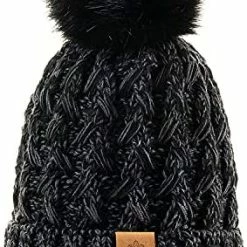 Best Pirce 🌟 PAGE ONE 👩 Womens Winter Ribbed Beanie Crossed Cap Chunky Cable Knit Pompom Soft Warm Hat Mixed Light Grey 💯 -Men Skullies & Beanies Sales 51NPYjBTVzL. AC