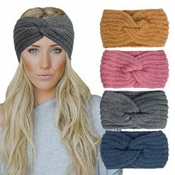 Deals ✔️ Chalier 4 Pack Winter Headbands For 👩 Women Knitted Ear Warmer Headband Crochet Bow Twist Head Wraps(01 Multicolor) Blue ❤️ -Men Skullies & Beanies Sales 51NX0MNTXUL