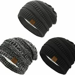 New 🎁 Durio 👩 Womens Knit Beanie Winter Thick Solid Fleece Lined Beanie Hats For 👩 Women Men Unisex Warm Skiing Beanies H Black & Deep Grey & Black Grey Mixed ✨ -Men Skullies & Beanies Sales 51NY6HLfeML. AC