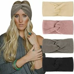Budget ⌛ DRESHOW Winter Knit Crochet Turban Headband For 👩 Women Warm Bulky Crocheted Headwrap Ear Warmer 4 Pack Cross Crochet B 😉 -Men Skullies & Beanies Sales 51Ni0m2DpjL. AC