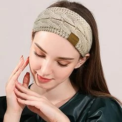 Promo ⭐ Loritta 2 Pack Headbands For 👩 Women Ear Warmers Cable Knit Warm Thick Fuzzy Lined Ear Muffs For Winter Gifts Z Stipple(wine Red+black) 👍 -Men Skullies & Beanies Sales 51NqGDENDbL