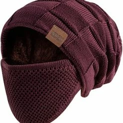 Deals 😀 REDESS Beanie Hat For Men And 👩 Women Knit Slouchy Thick Skull Cap Winter Warm Hats With Face Cover D3 Pure Dark Gray 🎁 -Men Skullies & Beanies Sales 51OQrfi398L. AC
