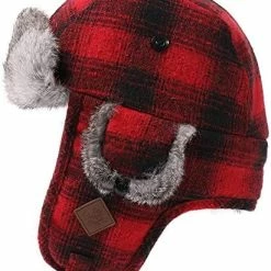 New ⭐ Jeff & Aimy Stylish Plaid Winter Wool Trapper Faux Fur Earflap Hunting Hat Ushanka Russian Cold Weather Thick Lined 55-61CM 89079#brown_46%wool 🤩 -Men Skullies & Beanies Sales 51Pa8DLONYL. AC