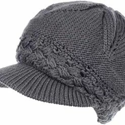 Cheap 👏 BYOS 👩 Womens Winter Chic Cable Warm Fleece Lined Crochet Knit Hat W/Visor Newsboy Cabbie Cap Dk.gray Bow 🛒 -Men Skullies & Beanies Sales 51Pab1YwOiL. AC