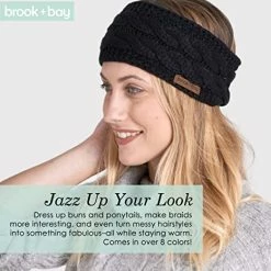 Best deal 😀 Brook + Bay 👩 Womens Winter Ear Warmer Headband - Fleece Lined Cable Knit Ear Band Covers For Cold Weather - Soft & Stretchy Head Wrap Rose 🔔 -Men Skullies & Beanies Sales 51PhiQx3tUL