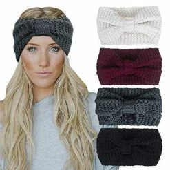 Deals ✔️ Chalier 4 Pack Winter Headbands For 👩 Women Knitted Ear Warmer Headband Crochet Bow Twist Head Wraps(01 Multicolor) Blue ❤️ -Men Skullies & Beanies Sales 51PnPphuJtL