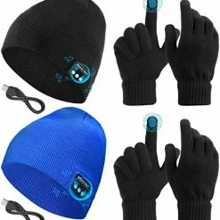 Top 10 😍 4 Pieces Bluetooth Beanie Hat For Men Winter Wireless Music LED Light Hat With Gloves For Men 👩 Women Sports Gifts Black And Blue 🎁 -Men Skullies & Beanies Sales 51PtShUNfDL. AC