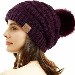 Best Sale 🔔 REDESS 👩 Women Winter Pom Pom Beanie Hat With Warm Fleece Lined 😉 -Men Skullies & Beanies Sales 51Q4XDZW0HL. AC