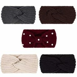 Coupon β€οΈ Whaline 5 Pieces Knit Headbands Winter Ear Warmers, 4 Elastic Turban Head Wraps And 1 Pearl Crochet Hair Band, Hair Scrunchies Scarves For π© Women π§ Girls (Autumn&Winter Colors) π