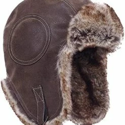 Budget 🎁 Russian Trapper Soviet Ushanka Bomber Hat Knitted Leather Earflap Fur Lined Winter Cap For Men 👩 Women Brown/leather 👏 -Men Skullies & Beanies Sales 51REBXrHk1L. AC