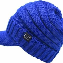 Promo 🔔 C.C Trendy Warm Oversized Chunky Soft Oversized Ribbed Slouchy Knit Hat With Visor Brim 🍬 Candy Pink ❤️ -Men Skullies & Beanies Sales 51STKPW6xtL. AC