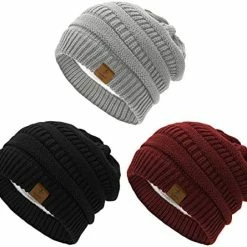 New 🎁 Durio 👩 Womens Knit Beanie Winter Thick Solid Fleece Lined Beanie Hats For 👩 Women Men Unisex Warm Skiing Beanies H Black & Deep Grey & Black Grey Mixed ✨ -Men Skullies & Beanies Sales 51TQ1ENGfgL. AC