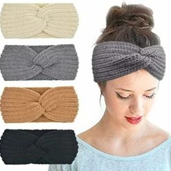 Budget ⌛ DRESHOW Winter Knit Crochet Turban Headband For 👩 Women Warm Bulky Crocheted Headwrap Ear Warmer 4 Pack Cross Crochet B 😉 -Men Skullies & Beanies Sales 51Uo3xiasOL. AC