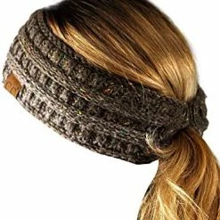 Flash Sale 😍 C.C Cable Knit Fuzzy Lined Ear Warmer Ponytail Pony Headband 🍬 Candy Pink ❤️ -Men Skullies & Beanies Sales 51VNaP b1IL. AC