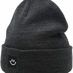 Buy ⭐ 55cube Knit Beanie Hat With Smile Face Unisex Solid Black 🔥 -Men Skullies & Beanies Sales 51VQNK4btqL. AC