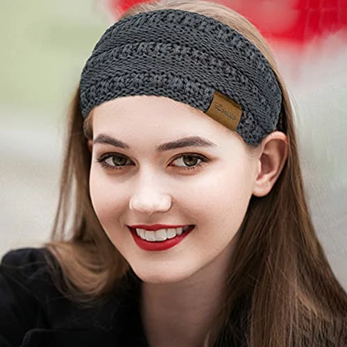 New โญ Loritta 4 Pack ๐ฉ Womens Headbands Winter Ear Muffs Warm Head Wrap Thick Ear Warmers Knit Head Bands For Cold Weather Z Stipple Design(black+beige+pink+gray) ๐ 6 New โญ Loritta 4 Pack ๐ฉ Womens Headbands Winter Ear Muffs Warm Head Wrap Thick Ear Warmers Knit Head Bands For Cold Weather Z Stipple Design(black+beige+pink+gray) ๐ - Image 4