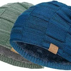 Deals 😍 2 Packs Slouchy Beanie For Men Winter Hats For Guys Cool Beanies Mens Lined Knit Warm Thick Skully Stocking Binie Hat… Blue / Army Green ⌛ -Men Skullies & Beanies Sales 51Vid5kTIAL. AC