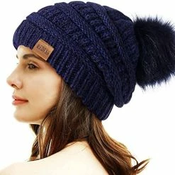Best Sale 🔔 REDESS 👩 Women Winter Pom Pom Beanie Hat With Warm Fleece Lined 😉 -Men Skullies & Beanies Sales 51WPisWjiAL. AC