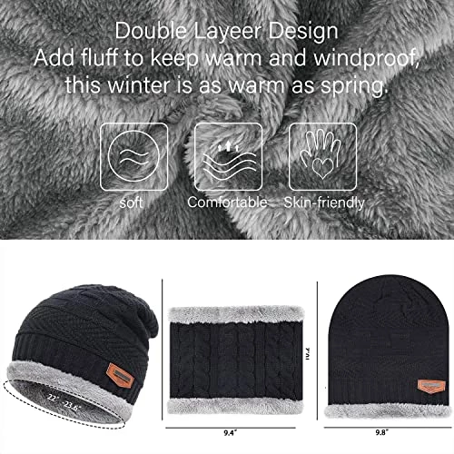 Best reviews of π Mens π© Womens Winter Beanie Hat Scarf Set Warm Knit Hat Thick Fleece Lined Winter Cap Neck Warmer For Men π© Women B Black π 6 Best reviews of π Mens π© Womens Winter Beanie Hat Scarf Set Warm Knit Hat Thick Fleece Lined Winter Cap Neck Warmer For Men π© Women B Black π - Image 4