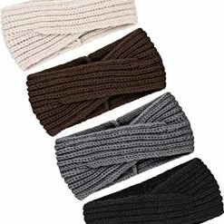 Top 10 👏 TecUnite 4 Pieces Winter Chunky Knit Headbands Braided Knitted Head Band Ear Warmer Crochet Head Wraps For 👩 Women 👧 Girls (Black, Beige, Grey, Coffee) 😀 -Men Skullies & Beanies Sales 51Y5SCSxDL