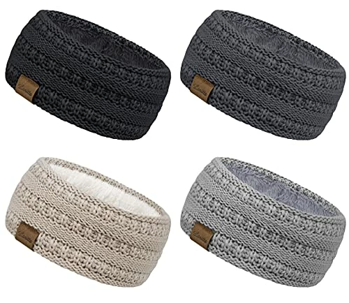 New โญ Loritta 4 Pack ๐ฉ Womens Headbands Winter Ear Muffs Warm Head Wrap Thick Ear Warmers Knit Head Bands For Cold Weather Z Stipple Design(black+beige+pink+gray) ๐ 4 New โญ Loritta 4 Pack ๐ฉ Womens Headbands Winter Ear Muffs Warm Head Wrap Thick Ear Warmers Knit Head Bands For Cold Weather Z Stipple Design(black+beige+pink+gray) ๐ - Image 2