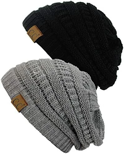 Outlet โ๏ธ C.C Trendy Warm Chunky Soft Stretch Cable Knit Beanie Skully, 2 Pack Sea Green/melange Gray ๐ 4 Outlet โ๏ธ C.C Trendy Warm Chunky Soft Stretch Cable Knit Beanie Skully, 2 Pack Sea Green/melange Gray ๐ - Image 2