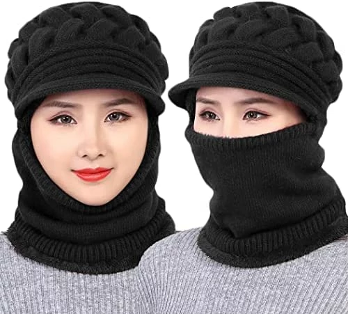 New ๐ฅฐ Fleece Lined ๐ฉ Womens Beanie Hat, Winter Hat Scarf Mask Set,Women's Winter Hat, Middle-Aged And Old Warm Earmuff Hat Dark Purple โ 12 New ๐ฅฐ Fleece Lined ๐ฉ Womens Beanie Hat, Winter Hat Scarf Mask Set,Women's Winter Hat, Middle-Aged And Old Warm Earmuff Hat Dark Purple โ - Image 10