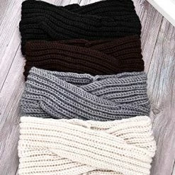 Top 10 👏 TecUnite 4 Pieces Winter Chunky Knit Headbands Braided Knitted Head Band Ear Warmer Crochet Head Wraps For 👩 Women 👧 Girls (Black, Beige, Grey, Coffee) 😀 -Men Skullies & Beanies Sales 51bEb67MuWL