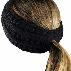 Flash Sale 😍 C.C Cable Knit Fuzzy Lined Ear Warmer Ponytail Pony Headband 🍬 Candy Pink ❤️ -Men Skullies & Beanies Sales 51bfyvZfynL. AC