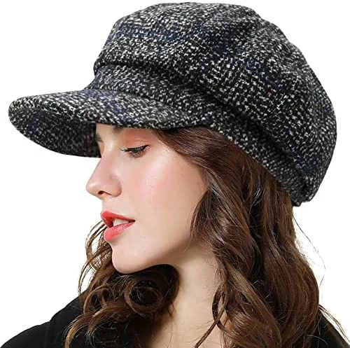 Budget ๐ Womens Newsboy Cap Wool Visor Cabbie Fiddler Winter Spring Octagonal Paperboy Hat ๐ง Girls Gift Coffee Plaid ๐ 4 Budget ๐ Womens Newsboy Cap Wool Visor Cabbie Fiddler Winter Spring Octagonal Paperboy Hat ๐ง Girls Gift Coffee Plaid ๐ - Image 2