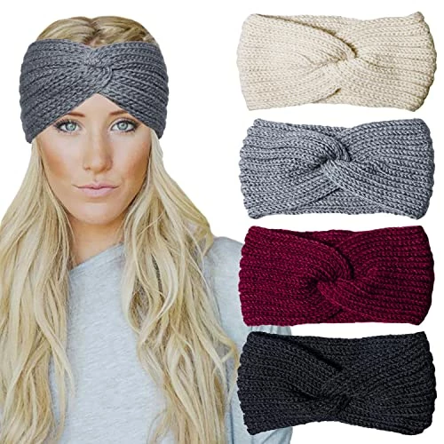 Outlet π Chalier 4 Pcs Warm Winter Headbands For π© Women Cable Crochet Turban Ear Warmer Headband Gifts A-black β¨ 3 Outlet π Chalier 4 Pcs Warm Winter Headbands For π© Women Cable Crochet Turban Ear Warmer Headband Gifts A-black β¨