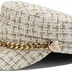 Coupon 🎁 Women Plaid-Tweed Newsboy-Baker-Boy Hat Captain-Sailor Fisherman Hat Peaked-Beret with Chain Black 🎁 -Men Skullies & Beanies Sales 51cKjV2 jQL. AC
