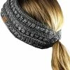 Flash Sale 😍 C.C Cable Knit Fuzzy Lined Ear Warmer Ponytail Pony Headband 🍬 Candy Pink ❤️ -Men Skullies & Beanies Sales 51cmhqsOXVL. AC