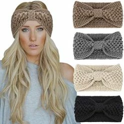 Budget ⌛ DRESHOW Winter Knit Crochet Turban Headband For 👩 Women Warm Bulky Crocheted Headwrap Ear Warmer 4 Pack Cross Crochet B 😉 -Men Skullies & Beanies Sales 51fQvc8prGL. AC