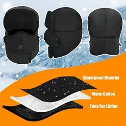 Cheapest 🧨 Winter Trapper Hat For Men & 👩 Women, Trooper Hunting Russian Fur Hat With Ear Flap & Mask Ushanka Aviator Hat For Cold Weather Dark Blue 🎁 -Men Skullies & Beanies Sales 51fSprNASSL