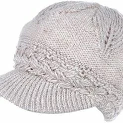 Cheap 👏 BYOS 👩 Womens Winter Chic Cable Warm Fleece Lined Crochet Knit Hat W/Visor Newsboy Cabbie Cap Dk.gray Bow 🛒 -Men Skullies & Beanies Sales 51fmRQbi4 L. AC