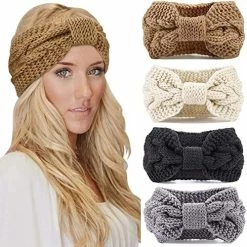 Budget ⌛ DRESHOW Winter Knit Crochet Turban Headband For 👩 Women Warm Bulky Crocheted Headwrap Ear Warmer 4 Pack Cross Crochet B 😉 -Men Skullies & Beanies Sales 51gJ3HjglDL. AC