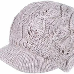 Cheap 👏 BYOS 👩 Womens Winter Chic Cable Warm Fleece Lined Crochet Knit Hat W/Visor Newsboy Cabbie Cap Dk.gray Bow 🛒 -Men Skullies & Beanies Sales 51gb4xa3qrL. AC