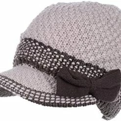 Cheap 👏 BYOS 👩 Womens Winter Chic Cable Warm Fleece Lined Crochet Knit Hat W/Visor Newsboy Cabbie Cap Dk.gray Bow 🛒 -Men Skullies & Beanies Sales 51gg8wGWmpL. AC