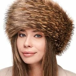 New 🧨 Futrzane Faux Fur Trimmed Winter Hat For 👩 Women - Classy Russian Hat With Fleece Brown - Hazel Wolf 🛒 -Men Skullies & Beanies Sales 51gu1aSY2tL. AC