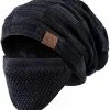 Deals 😀 REDESS Beanie Hat For Men And 👩 Women Knit Slouchy Thick Skull Cap Winter Warm Hats With Face Cover D3 Pure Dark Gray 🎁 -Men Skullies & Beanies Sales 51hHylrkWL. AC