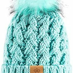 Best Pirce 🌟 PAGE ONE 👩 Womens Winter Ribbed Beanie Crossed Cap Chunky Cable Knit Pompom Soft Warm Hat Mixed Light Grey 💯 -Men Skullies & Beanies Sales 51hIglO 7eL. AC