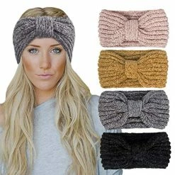 Deals ✔️ Chalier 4 Pack Winter Headbands For 👩 Women Knitted Ear Warmer Headband Crochet Bow Twist Head Wraps(01 Multicolor) Blue ❤️ -Men Skullies & Beanies Sales 51hTR87KL