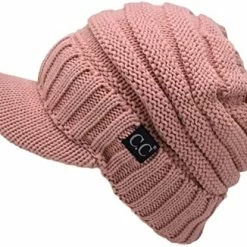 Promo 🔔 C.C Trendy Warm Oversized Chunky Soft Oversized Ribbed Slouchy Knit Hat With Visor Brim 🍬 Candy Pink ❤️ -Men Skullies & Beanies Sales 51iLni9PkDL. AC
